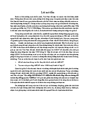 Tiểu luận Gia nhập ASEAN năm 1995 - Một đích đến thành công trên con đường đổi mới tư duy đối ngoại của Việt Nam