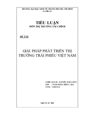 Tiểu luận Giải pháp phát triển thị trường trái phiếu Việt Nam