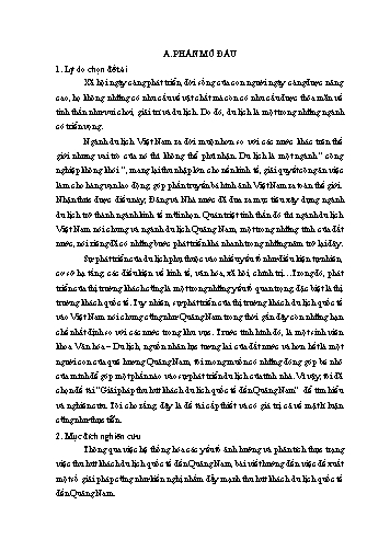 Tiểu luận Giải pháp thu hút khách du lịch quốc tế đến Quảng Nam