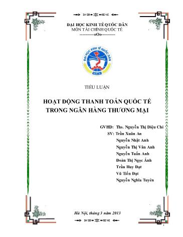 Tiểu luận Hoạt động thanh toán quốc tế trong ngân hàng thương mại