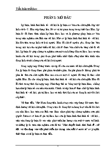Tiểu luận Học thuyết hình thái kinh tế, xã hội và vận dụng vào việc phát triển lực lượng sản xuất ở nước ta