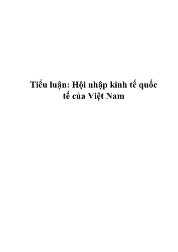 Tiểu luận Hội nhập kinh tế quốc tế của Việt Nam