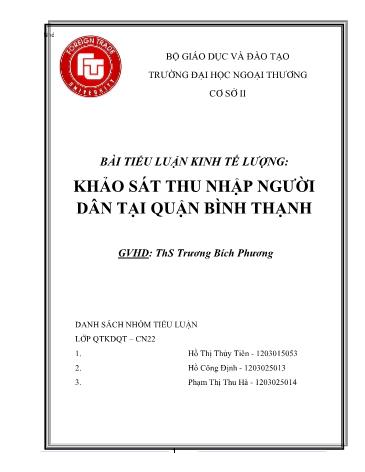 Tiểu luận Khảo sát thu nhập người dân tại Quận Bình Thạnh