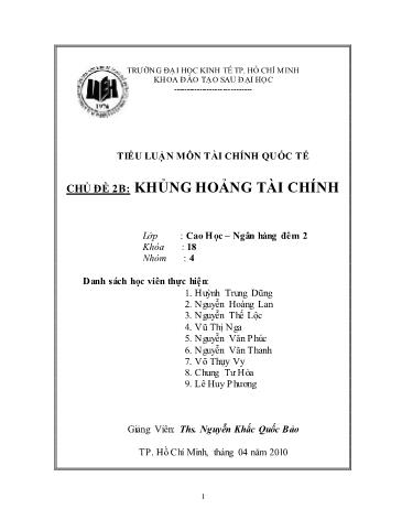 Tiểu luận Khủng hoảng tài chính