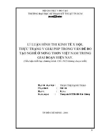 Tiểu luận Lí luận hình thái kinh tế xã hội. Thực trạng và giải pháp trong vấn đề đào tạo nghề ở nông thông Việt Nam trong giai đoạn hiện nay