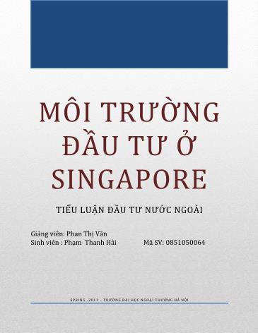 Tiểu luận Môi trường đầu tư ở Singapore