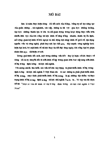 Tiểu luận Một số vấn đề kinh tế thị trường định hướng Xã hội chủ nghĩa ở Việt Nam