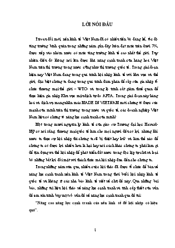 Tiểu luận Nâng cao năng lực cạnh tranh của nền kinh tế để hội nhập có hiệu quả