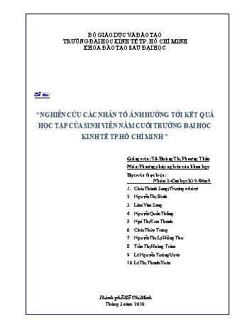 Tiểu luận Nghiên cứu các nhân tố ảnh hưởng tới kết quả học tập của sinh viên năm cuối trường Đại học Kinh tế Thành phố Hồ Chí Minh