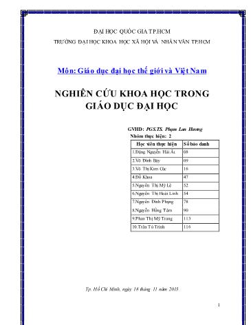 Tiểu luận Nghiên cứu khoa học trong giáo dục đại học