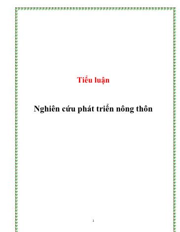 Tiểu luận Nghiên cứu phát triển nông thôn