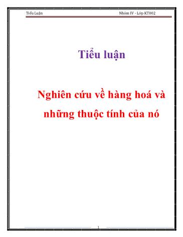 Tiểu luận Nghiên cứu về hàng hoá và những thuộc tính của nó