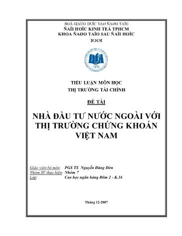 Tiểu luận Nhà đầu tư nước ngoài với thị trường chứng khoán Việt Nam