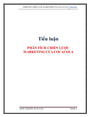 Tiểu luận Phân tích chiến lược marketing của Coca-Cola