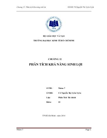 Tiểu luận Phân tích khả năng sinh lợi - Nguyễn Thị Uyên Uyên