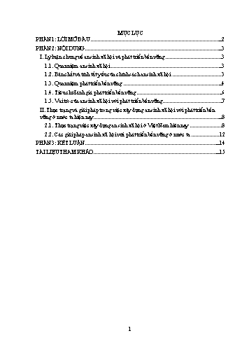 Tiểu luận Phân tích quan niệm an sinh xã hội và phát triển bền vững, vai trò của an sinh xã hội với phát triển bền vững