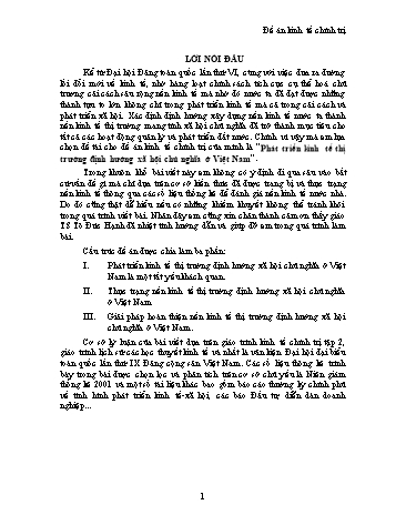Tiểu luận Phát triển kinh tế thị trường định hướng Xã hội chủ nghĩa ở Việt Nam