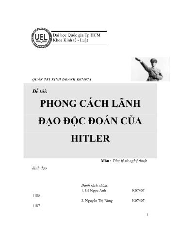 Tiểu luận Phong cách lãnh đạo độc đoán của Hitler