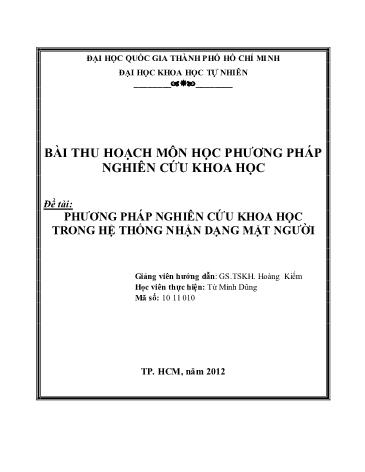 Tiểu luận Phương pháp nghiên cứu khoa học trong hệ thống nhận dạng mặt người