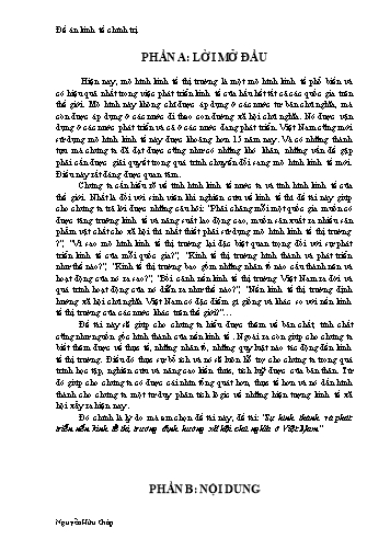 Tiểu luận Sự hình thành và phát triển nền kinh tế thị trường định hướng xã hội chủ nghĩa ở Việt Nam
