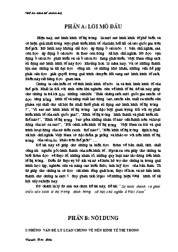 Tiểu luận Sự hình thành và phát triển nền kinh tế thị trường định hướng Xã hội chủ nghĩa ở Việt Nam