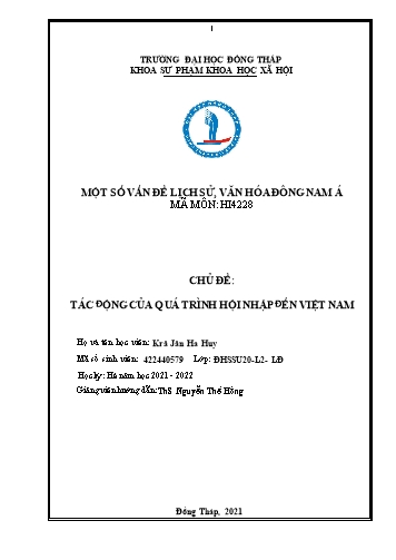 Tiểu luận Tác động của quá trình hội nhập đến Việt Nam