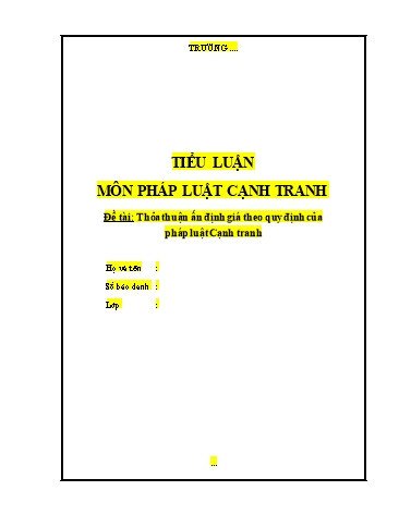 Tiểu luận Thỏa thuận ấn định giá theo quy định của pháp luật cạnh tranh