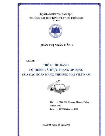 Tiểu luận Thỏa ước Basel lộ trình và thực trạng áp dụng của các ngân hàng thương mại Việt Nam