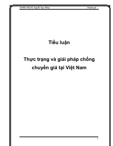 Tiểu luận Thực trạng và giải pháp chống chuyển giá tại Việt Nam