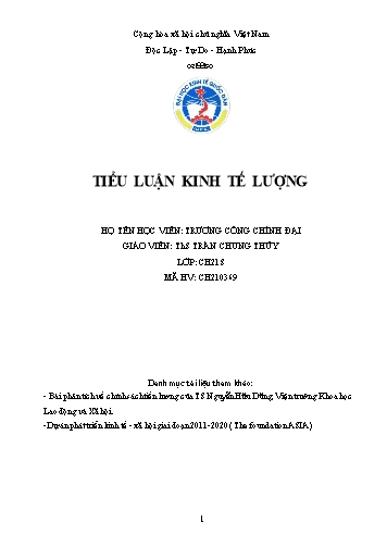 Tiểu luận Tiền lương và sự tác động bởi các nhân tố ảnh hưởng thông qua mô hình hồi quy