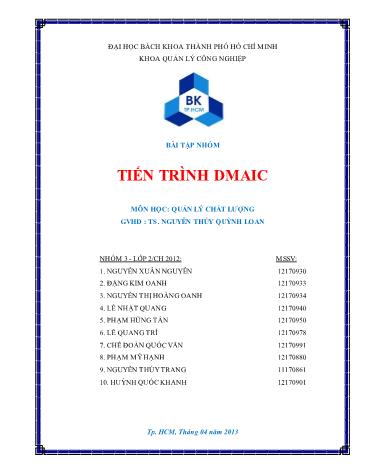 Tiểu luận Tiến trình DMAIC