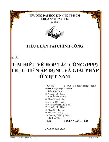 Tiểu luận Tìm hiểu về hợp tác công (PPP) thực tiễn áp dụng và giải pháp ở Việt Nam