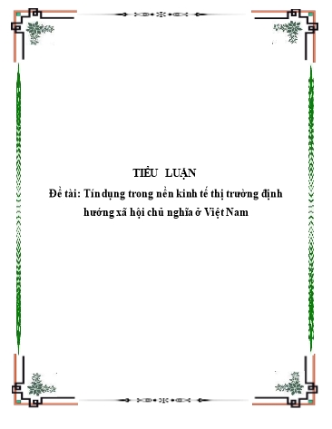 Tiểu luận Tín dụng trong nền kinh tế thị trường định hướng Xã hội chủ nghĩa ở Việt Nam