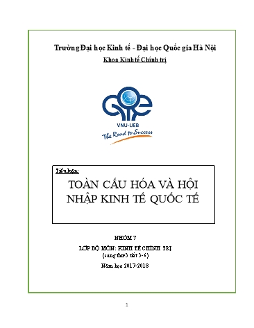 Tiểu luận Toàn cầu hóa và hội nhập kinh tế quốc tế