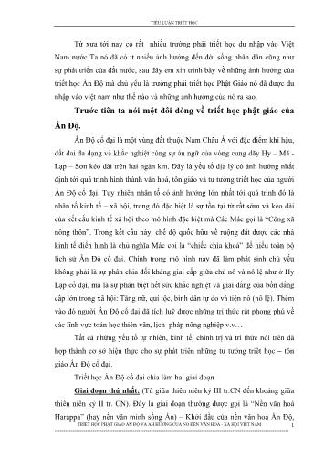 Tiểu luận Triết học Phật giáo Ấn Độ và ảnh hưởng của nó đến văn hóa, xã hội Việt Nam