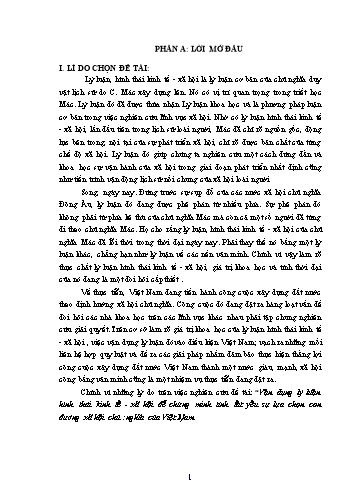Tiểu luận Vận dụng lý luận hình thái Kinh tế - Xã hội để chứng minh tính tất yếu sự lựa chọn con đường Xã hội chủ nghĩa của Việt Nam