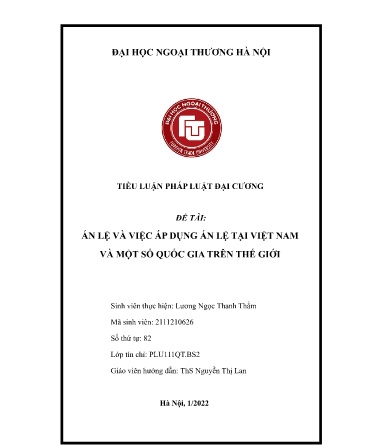 Tiểu luận Án lệ và việc áp dụng án lệ tại Việt Nam và một số quốc gia trên thế giới