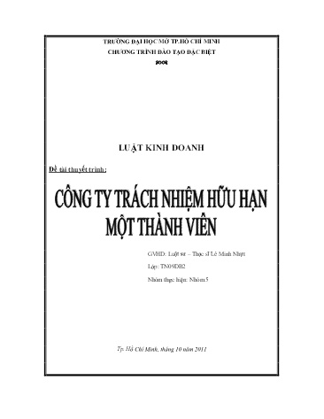 Tiểu luận Công ty trách nhiệm hữu hạn một thành viên