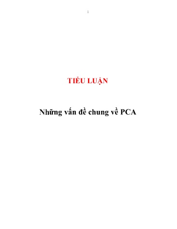 Tiểu luận Những vấn đề chung về PCA