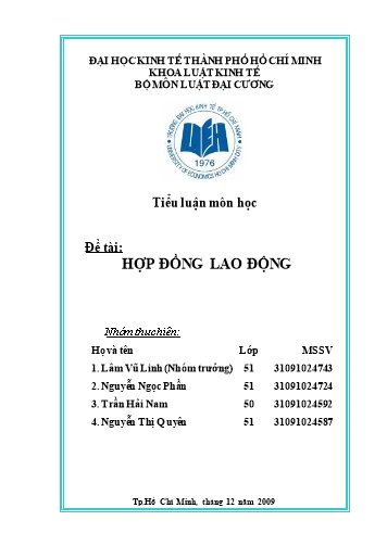 Tiểu luận Pháp luật đại cương Hợp đồng lao động