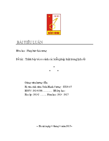 Tiểu luận Trình bày và so sánh các kiểu pháp luật trong lịch sử